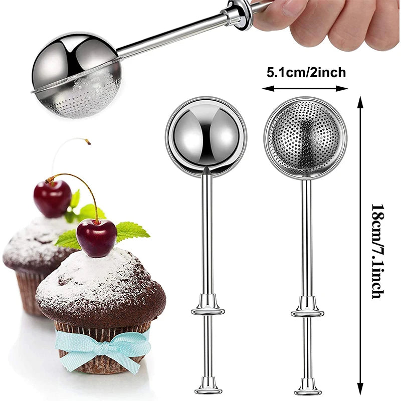 Powdered Sugar Shaker Duster Flour Dispenser Shaker With 304 Stainless Steel Spring-operated Handle For Sugar Flour And Spice
