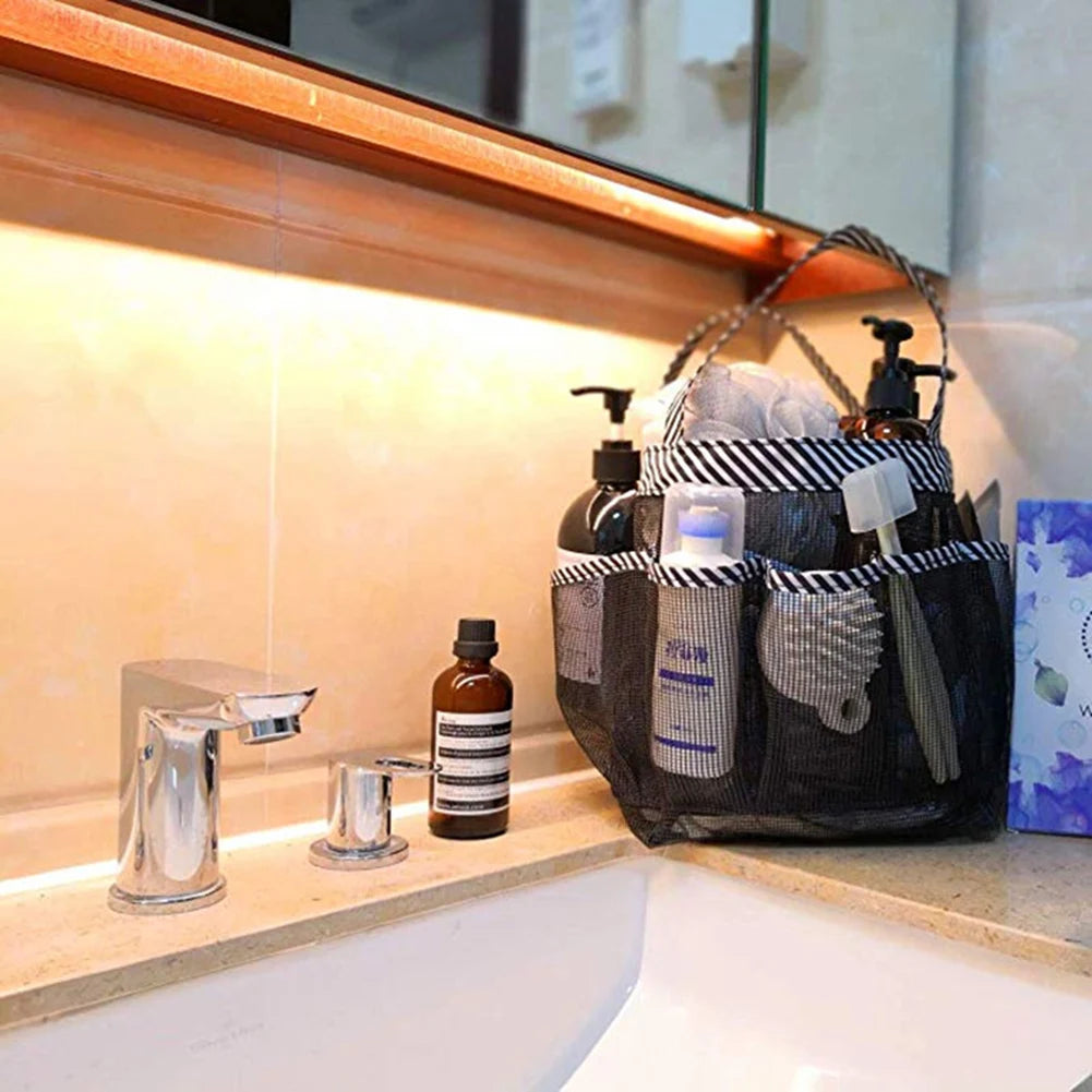Shower Caddy Tote Mesh Shower Basket Quick Dry Bathroom Organizer With 8 Pockets Portable Caddy For Dorm Camping Swimming