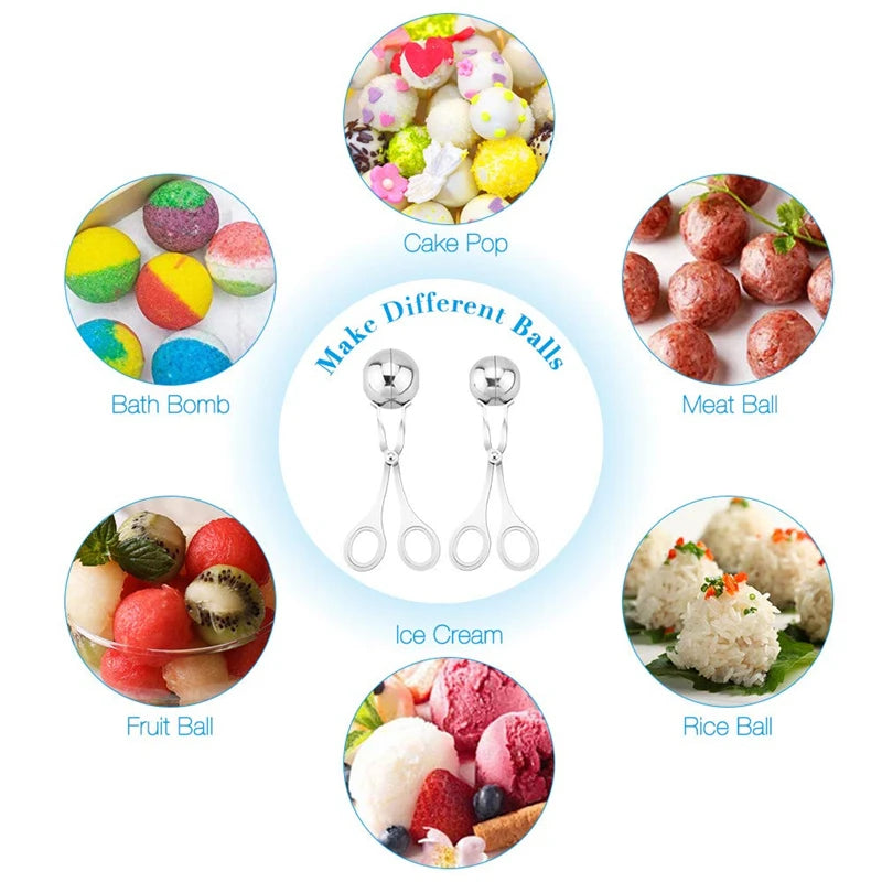 LMETJMA Meat Baller Stainless Steel Stuffed Meat Ball Maker None-Stick Meat Fish Meat Ball Maker Kitchen Meat Tools KC0298