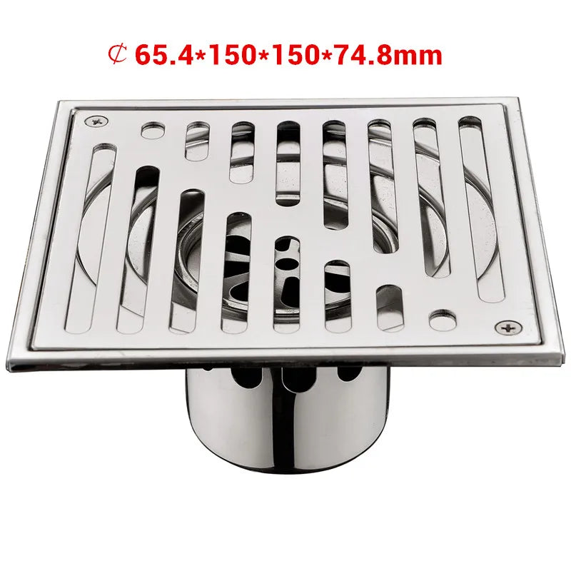 Bangnolux SUS 304 Stainless Steel Square Shower Grate Waste Tile Insert Square Floor Waste Grates Bathroom Drains Drain Strainer