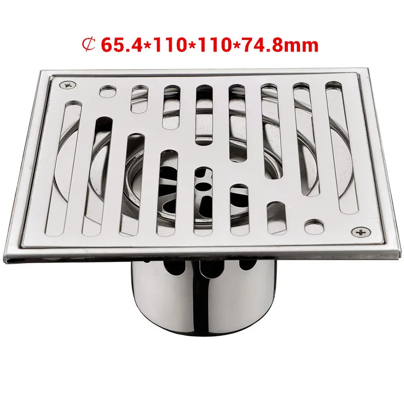 Bangnolux SUS 304 Stainless Steel Square Shower Grate Waste Tile Insert Square Floor Waste Grates Bathroom Drains Drain Strainer