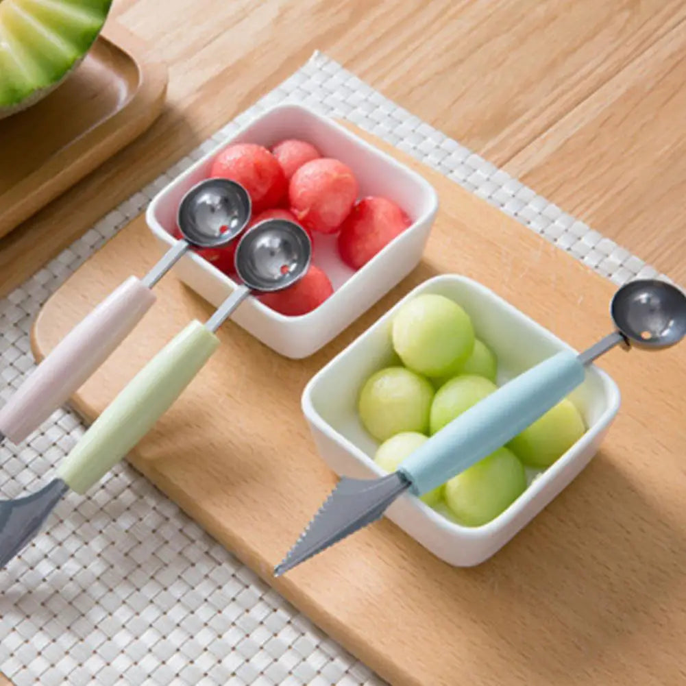 Kitchen Accessories Dual-head Stainless Steel Carving Knife Fruit Watermelon Ice Cream Baller Scoop Stacks Spoon Home gadgets