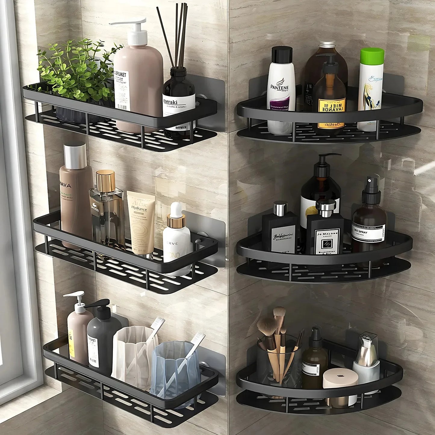 Wall Hanging Corner Rectangular Rack wall mounted Bathroom Shelf Towel ShelvesWall Shower Triangle storage rack without punching