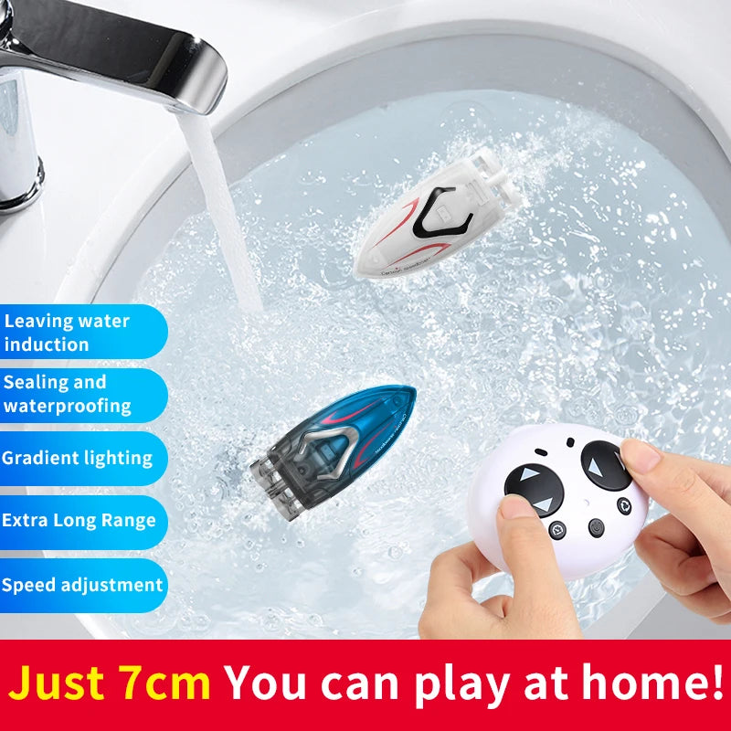 2.4G Electric Racing Boat Waterproof Model Ship Mini LED Light High Speed Remote Control Child Outdoor Toys for Boys Kids Gifts