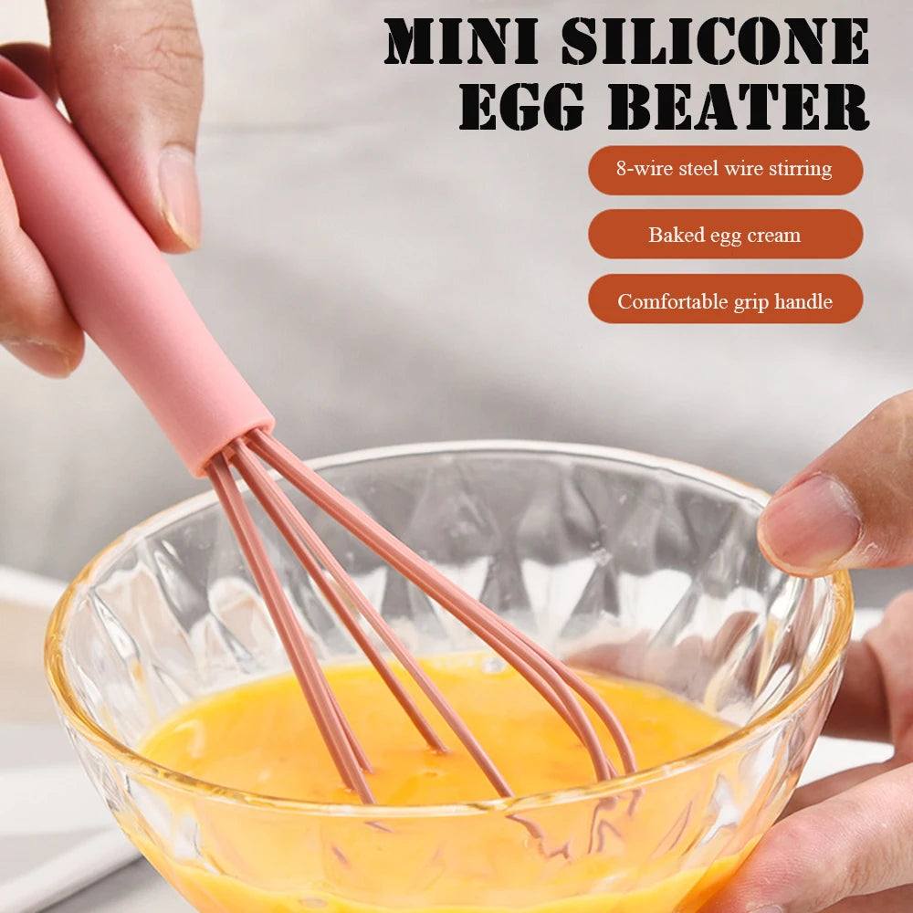 Mini Handheld Silicone Egg Whisk,Practical Food Mixer with Non-Slip Handle for Cream,Portable Manual Eggs Beaters Cooking Tools