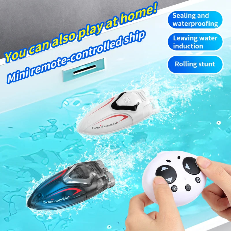 2.4G Electric Racing Boat Waterproof Model Ship Mini LED Light High Speed Remote Control Child Outdoor Toys for Boys Kids Gifts