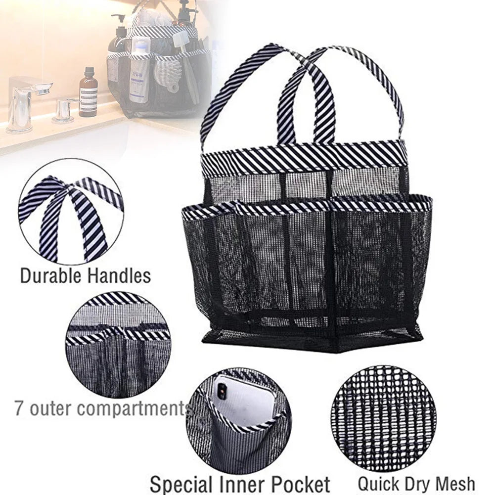 Shower Caddy Tote Mesh Shower Basket Quick Dry Bathroom Organizer With 8 Pockets Portable Caddy For Dorm Camping Swimming