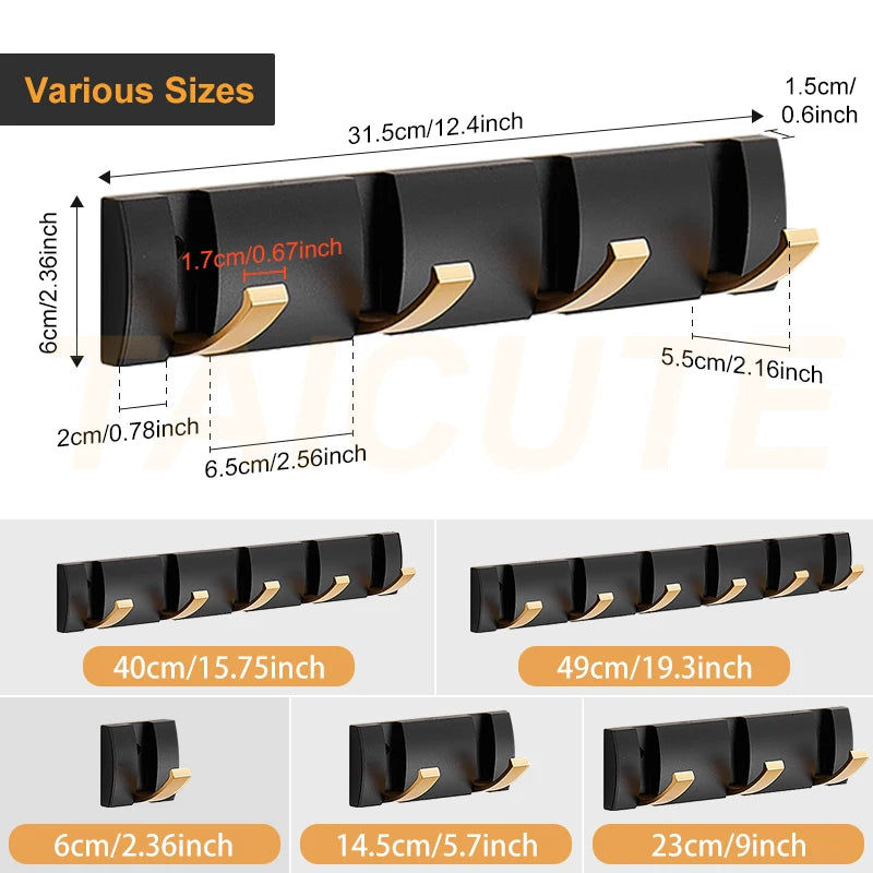TAICUTE Folding Wall Hanger Hook 2 Ways Installation Coat Clothes Towel Holder Bathroom Kitchen Accessories, 4 Colors