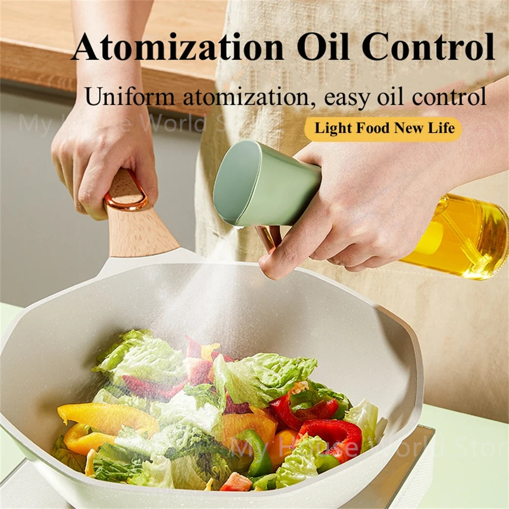 Double Tube Atomized Glass Spray Bottle Health Oil Control Device Olive Oil Edible Oil Suitable for Kitchen Barbecue Air Fryer