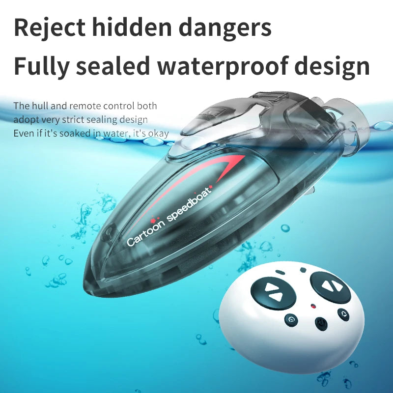 2.4G Electric Racing Boat Waterproof Model Ship Mini LED Light High Speed Remote Control Child Outdoor Toys for Boys Kids Gifts