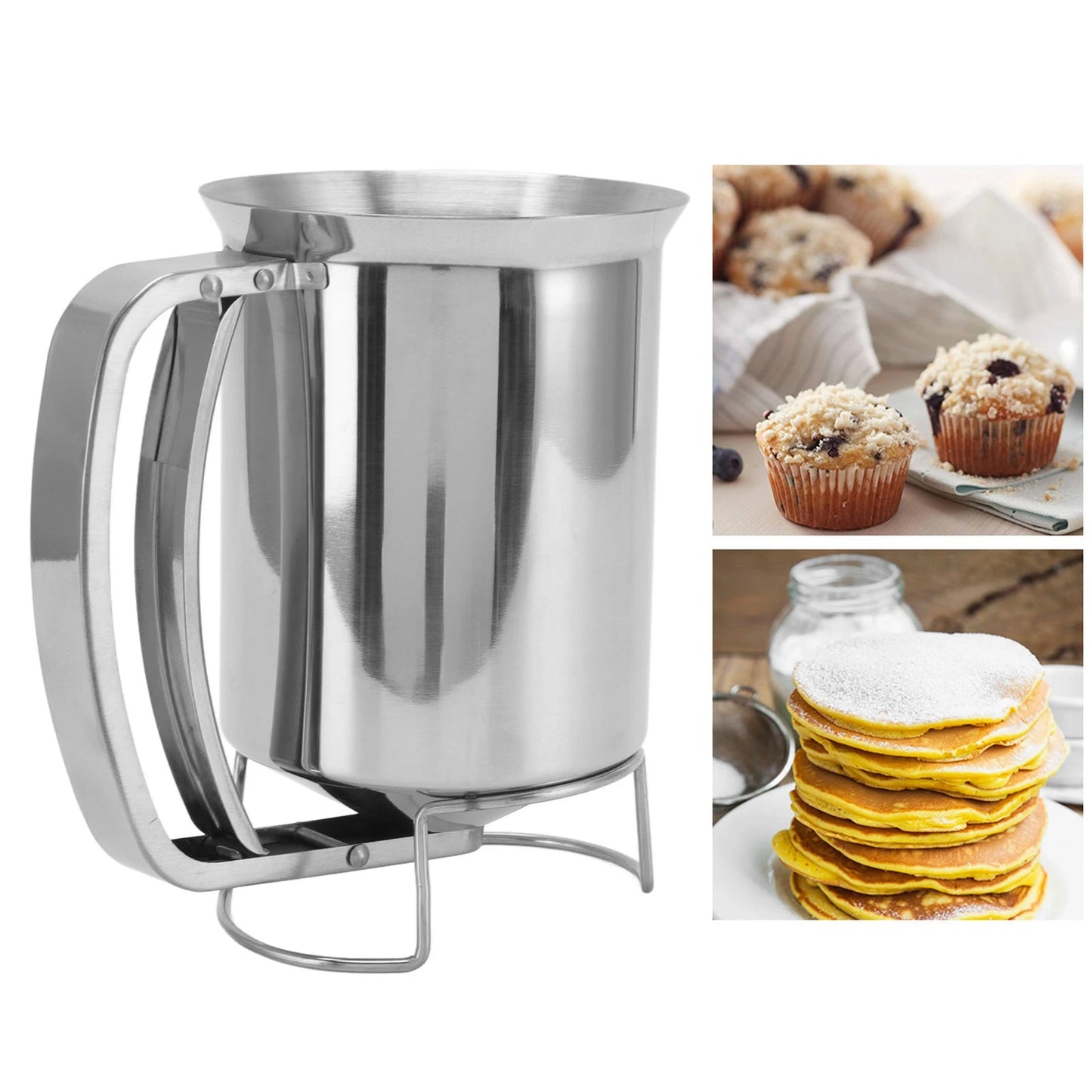 Batter Dispenser Pancake Batter Dispenser Handheld Stainless Steel Pancake Pourer for Baking Cupcakes Muffins Pancake Dispenser