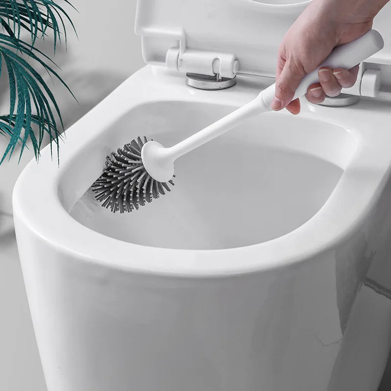 TPR Soft Toilet Brush Silicone Head Quick DrainingWall-Mount or Floor-Standing Cleaning Brush Toilet Brush Bathroom Accessories