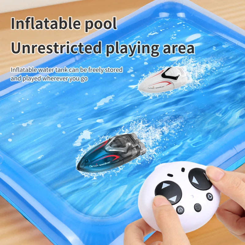 2.4G Electric Racing Boat Waterproof Model Ship Mini LED Light High Speed Remote Control Child Outdoor Toys for Boys Kids Gifts