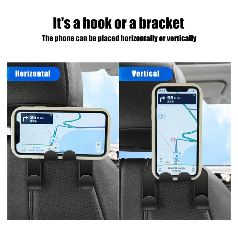 1/2pcs Multifunctional Car Seat Back Hook Double Head Phone Hanger Headrest Hanging Bag Storage Hanger Car Interior Accessories
