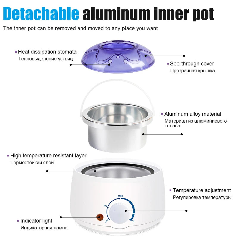 200ml Wax Heater Hard Wax Bean Heating Wax Machine Hair Removal Paraffin Heater Depilatory Epilator Wax-melt Pot For Wax Bean