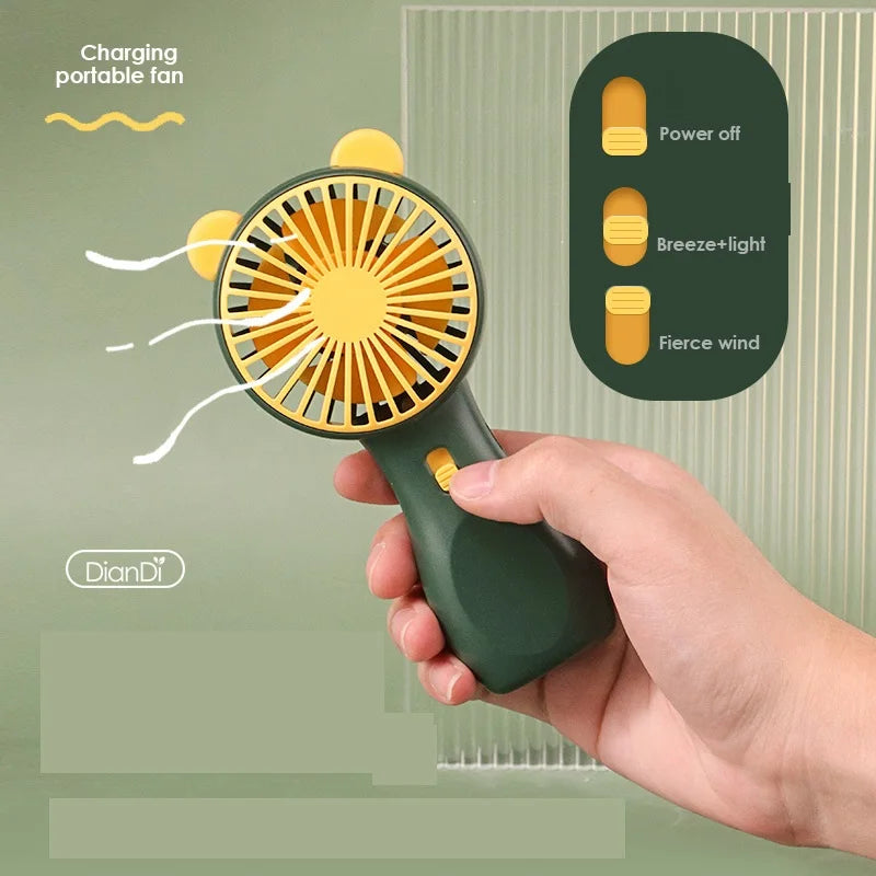 New USB Mini Fan Portable Handheld Fan Rechargeable Mini Handy Fan Pocket Size Low Noise Small Electric Fan Student Dormitory