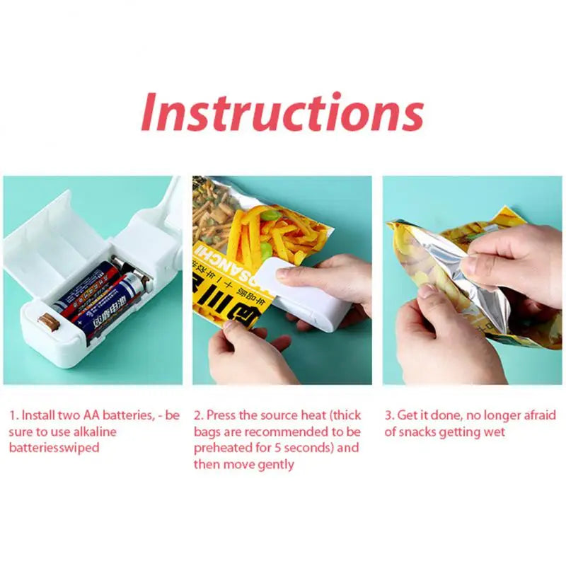 Mini Heat Bag Packaging Sealer Portable Plastic Bag Clip Sealing Machine Food Storage Snack Sealing Kitchen Gadgets Acceessories