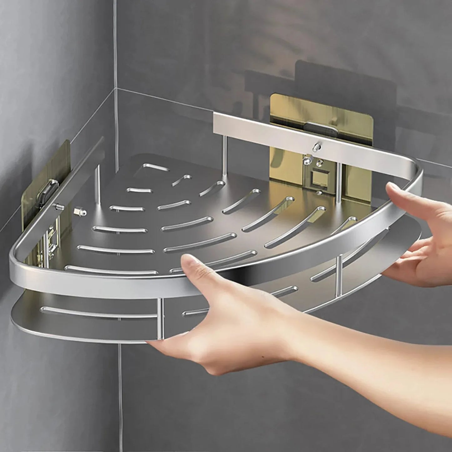Wall Hanging Corner Rectangular Rack wall mounted Bathroom Shelf Towel ShelvesWall Shower Triangle storage rack without punching