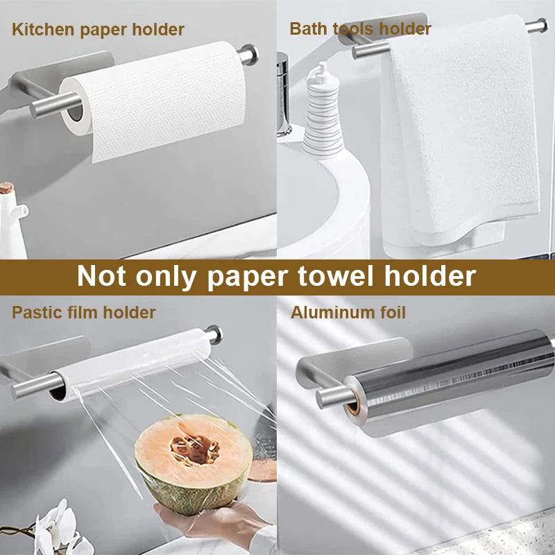 No Punching Wall Mounted Toilet Paper Holder Adhesive Toilet Roll Paper Holder Stainless Steel Bathroom Toilet Paper Roll Holder