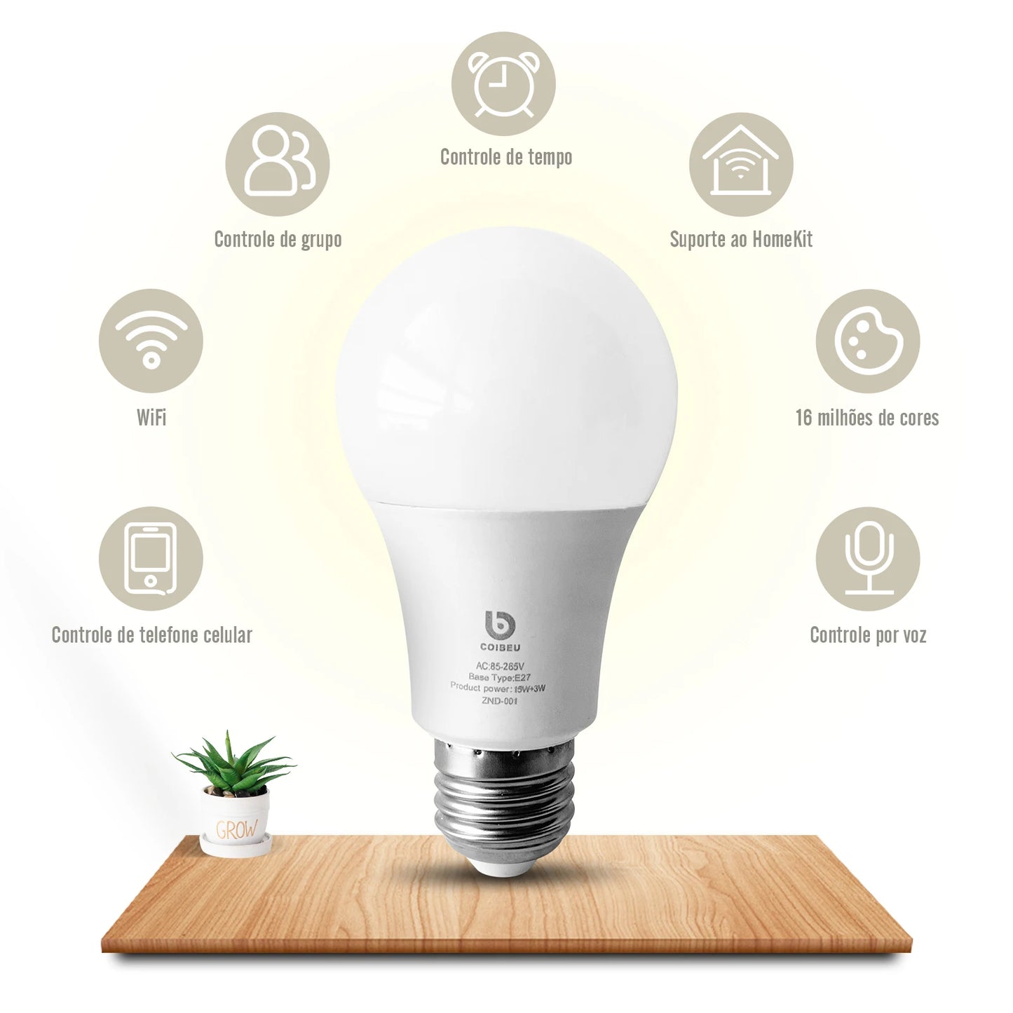 Smart lamp Alexa original Portuguese smart home Tuya smart home automation control Bluetooth control