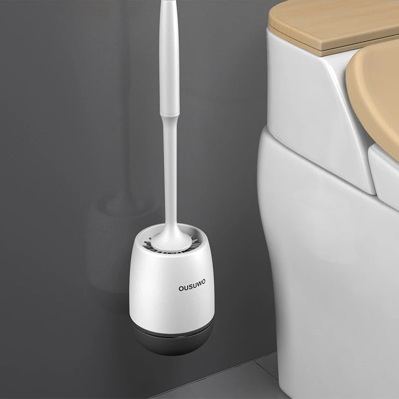TPR Soft Toilet Brush Silicone Head Quick DrainingWall-Mount or Floor-Standing Cleaning Brush Toilet Brush Bathroom Accessories