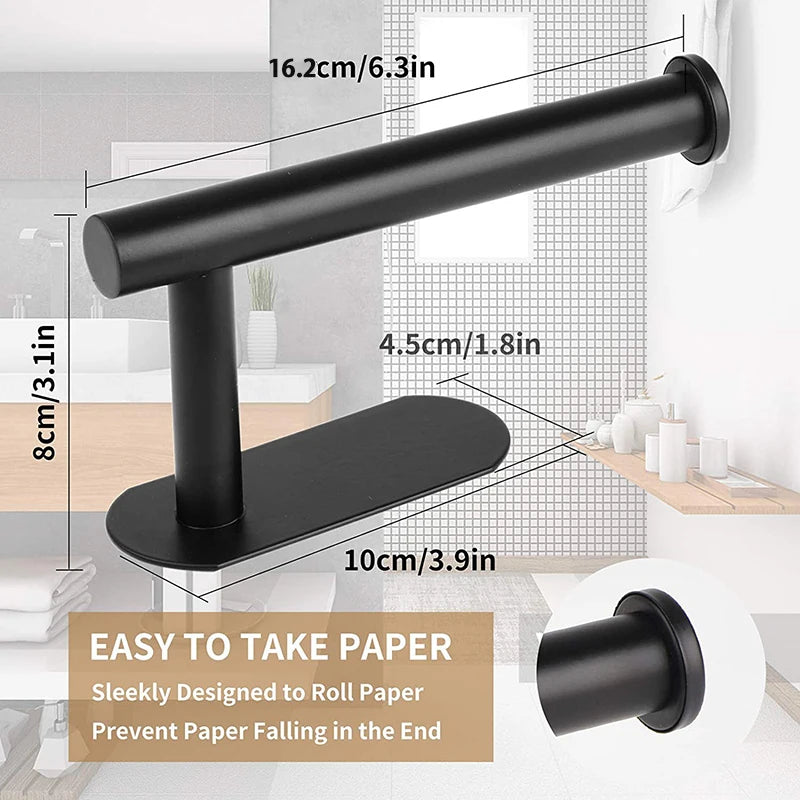 No Punching Wall Mounted Toilet Paper Holder Adhesive Toilet Roll Paper Holder Stainless Steel Bathroom Toilet Paper Roll Holder