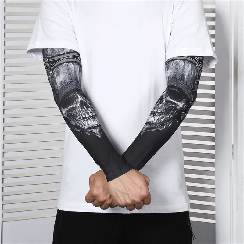 Tattoo Sleeves Men Armguard Outdoor Biker Gloves Driving Sunscreen Fishing Long sleeve Ice Silk Summer Women Arm Sleeves