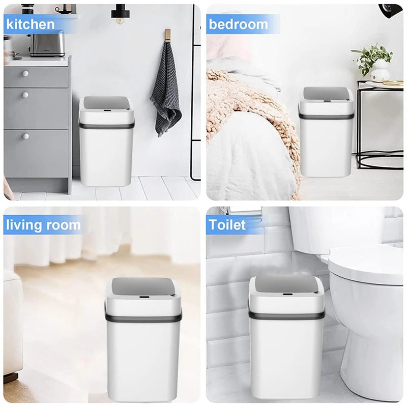 Household Fully Automatic Induction Smart Trash Can With Lid Living Room Kitchen Bedroom Bathroom Trash Can