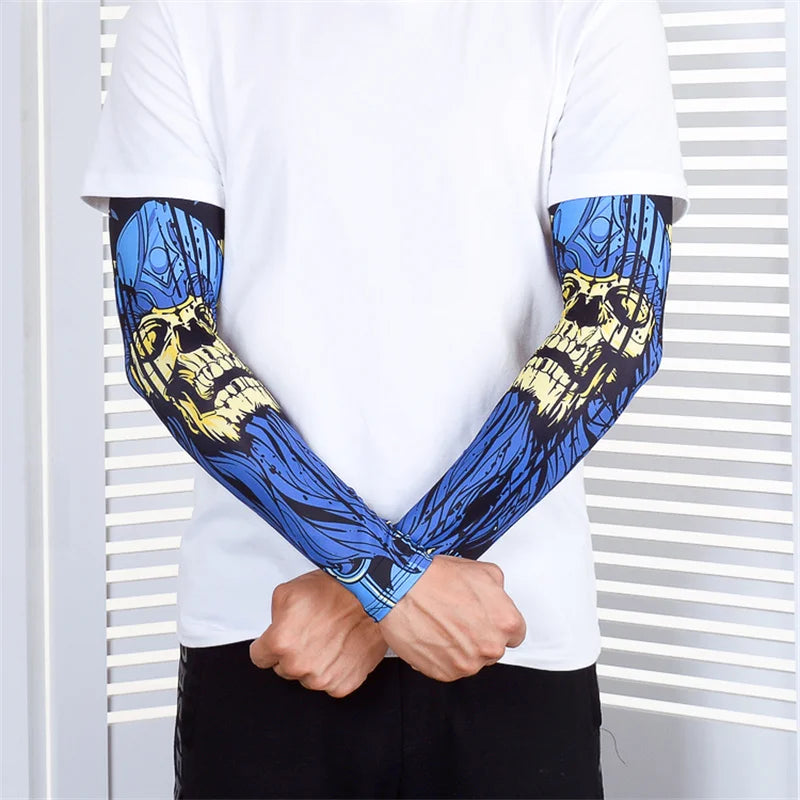 Tattoo Sleeves Men Armguard Outdoor Biker Gloves Driving Sunscreen Fishing Long sleeve Ice Silk Summer Women Arm Sleeves