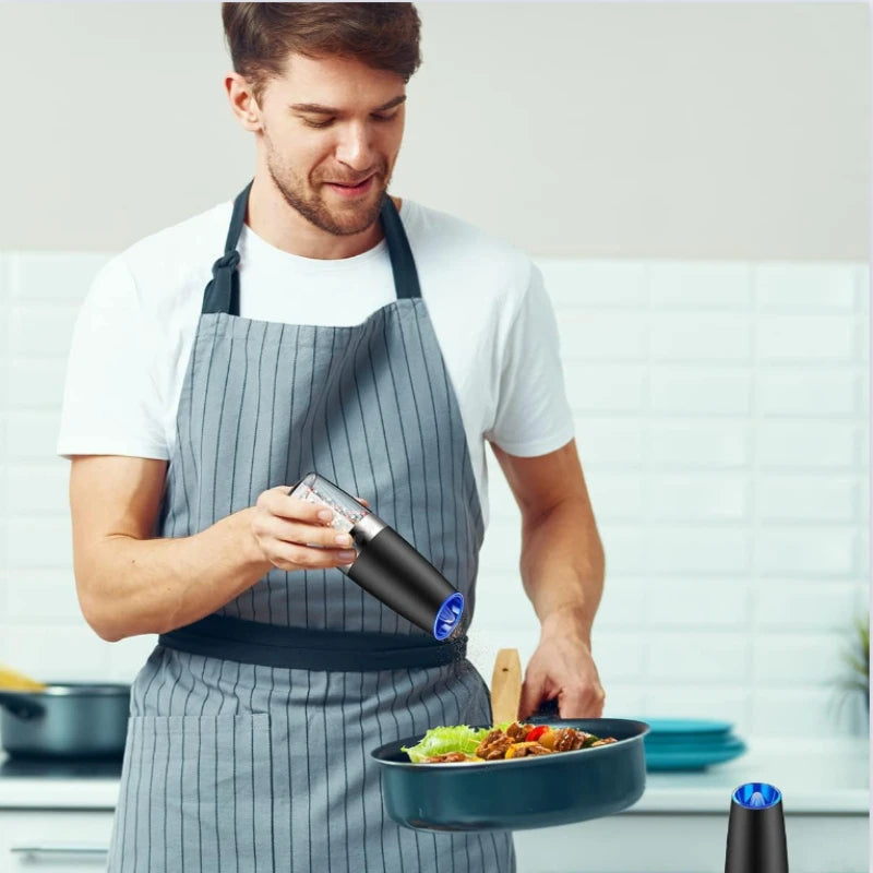 Gravity Electric Salt and Pepper Grinder Automatic Mill Battery-Operated Adjustable Coarseness Stainless Steel One Hand Operated