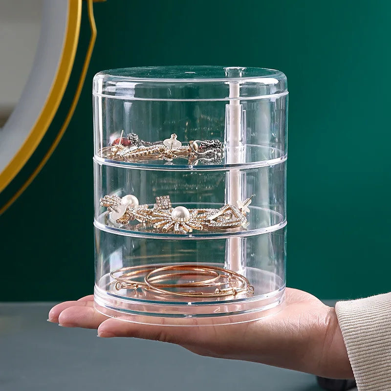 Rotating Jewelry Storage Box Multi-Layer Makeup Storage Rack Bracelet Earring Round Plastic Organizer Boxes Holder Display Rack