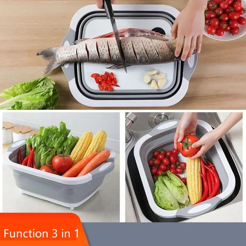 Cross-border Folding Vegetable Board Dual-purpose Cutting Board Household Wash Basin Non-slip Multifunctional Sticky Board Plast