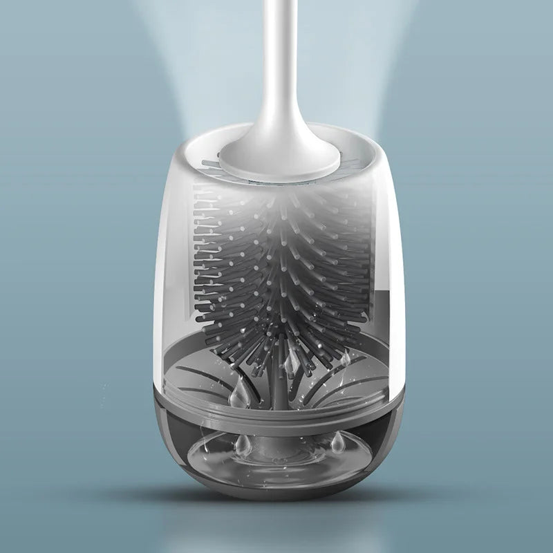 TPR Soft Toilet Brush Silicone Head Quick DrainingWall-Mount or Floor-Standing Cleaning Brush Toilet Brush Bathroom Accessories