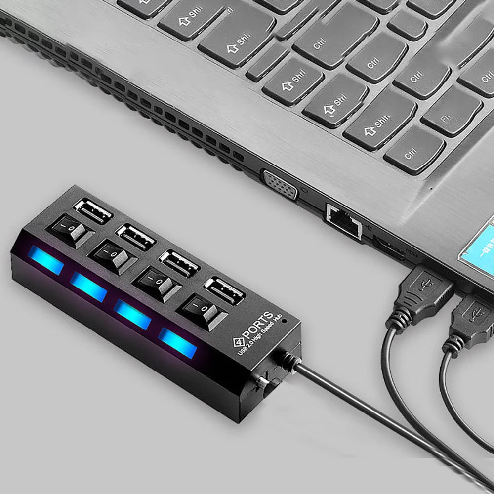 4 Ports USB HUB USB Switch USB Splitter Adapter High Speed Multi HUB USB2.0 Extension HUB with On/Off Switch For Computer Laptop
