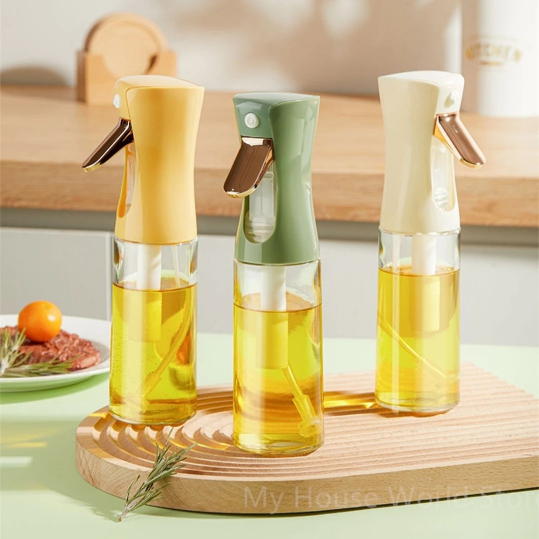 Double Tube Atomized Glass Spray Bottle Health Oil Control Device Olive Oil Edible Oil Suitable for Kitchen Barbecue Air Fryer