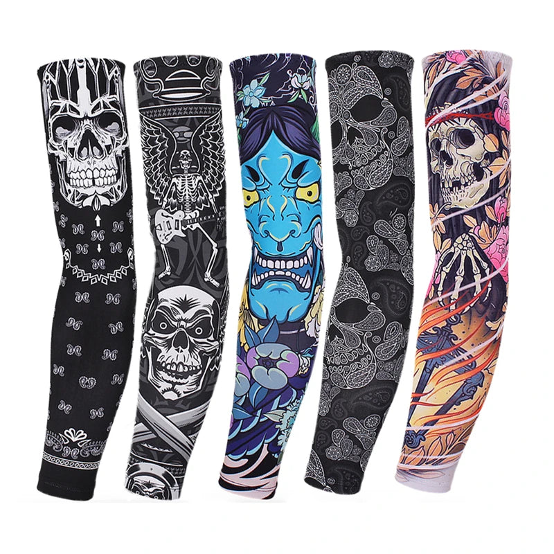 Tattoo Sleeves Men Armguard Outdoor Biker Gloves Driving Sunscreen Fishing Long sleeve Ice Silk Summer Women Arm Sleeves