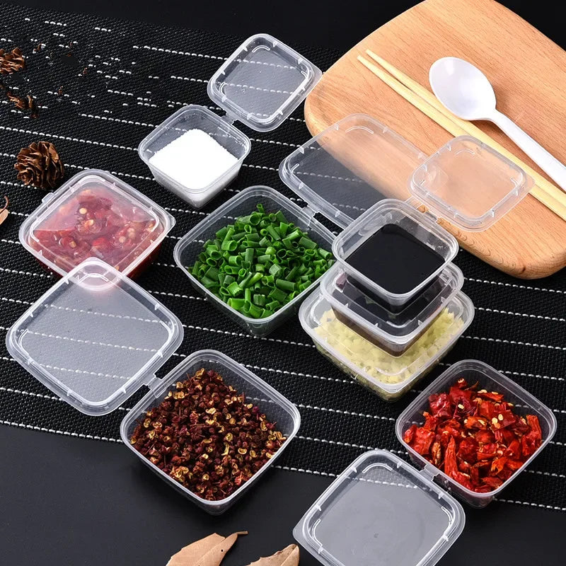 50Pcs With Lids Kitchen Organizer Disposable Sauce Pot Food Small Sauce Container Box Plastic Clear Chutney Chili Sauce Cups