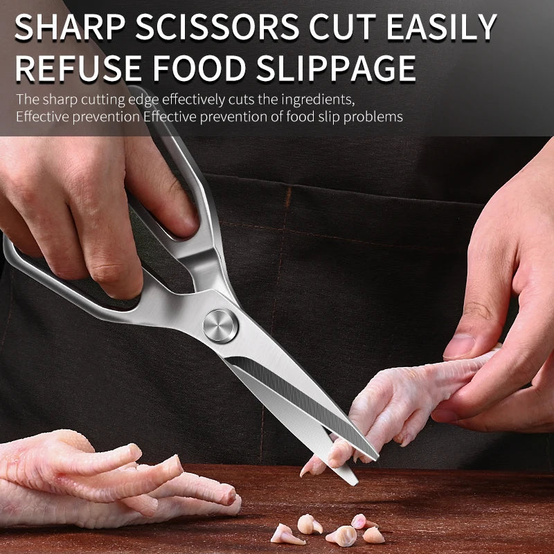 Stainless steel kitchen scissors, safe and durable, sharp, barbecue, cut chicken bone, food grade cut bone special