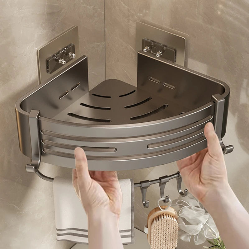 Perforation-free Bathroom Corner Shelf Floating Shelves Wall Organizing Bathroom Supplies Shower Shelves Organizer Crack Shelves