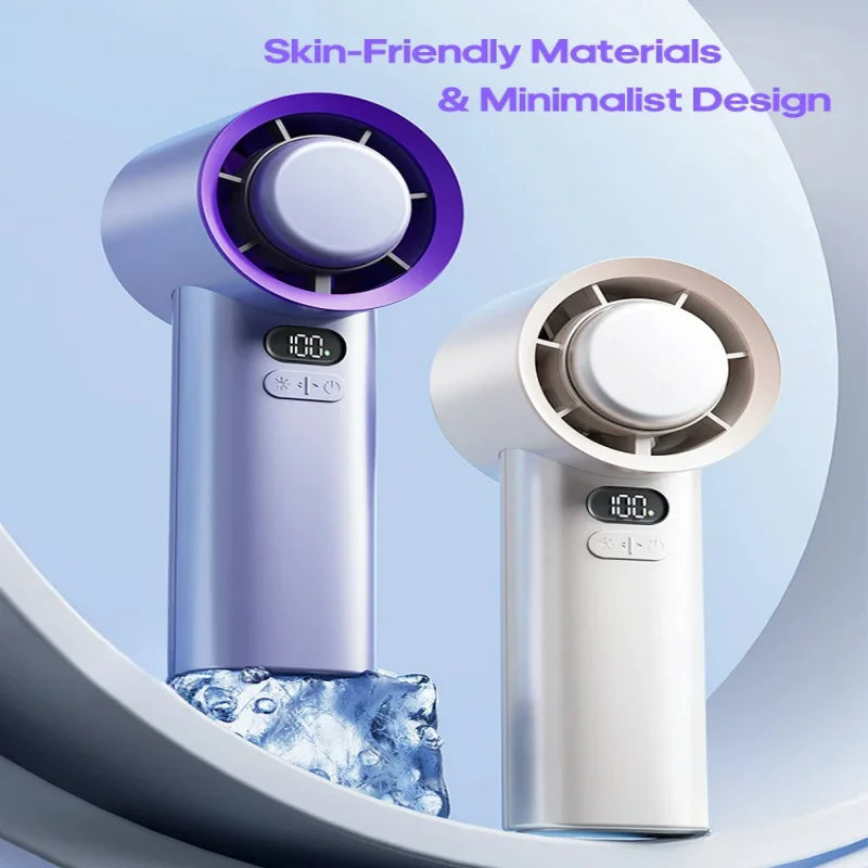 Portable handheld turbo fan, adjustable personal micro fan with 100 wind speeds, battery powered, electric, for eyelashes