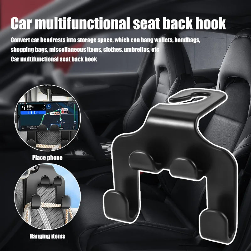 1/2pcs Multifunctional Car Seat Back Hook Double Head Phone Hanger Headrest Hanging Bag Storage Hanger Car Interior Accessories