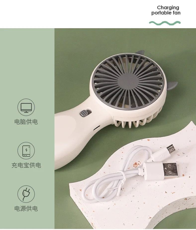 New USB Mini Fan Portable Handheld Fan Rechargeable Mini Handy Fan Pocket Size Low Noise Small Electric Fan Student Dormitory
