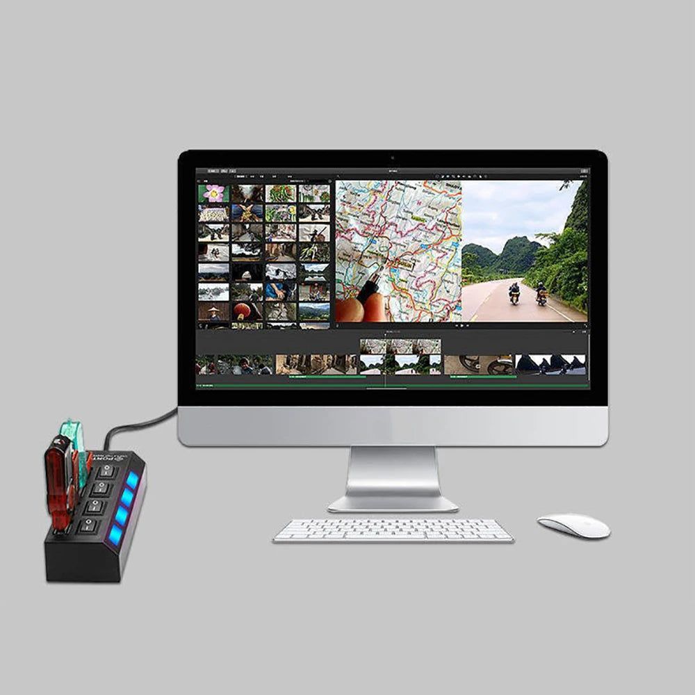 4 Ports USB HUB USB Switch USB Splitter Adapter High Speed Multi HUB USB2.0 Extension HUB with On/Off Switch For Computer Laptop
