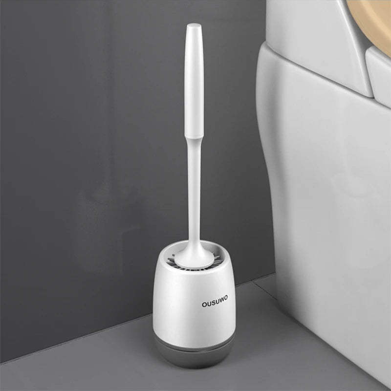 TPR Soft Toilet Brush Silicone Head Quick DrainingWall-Mount or Floor-Standing Cleaning Brush Toilet Brush Bathroom Accessories