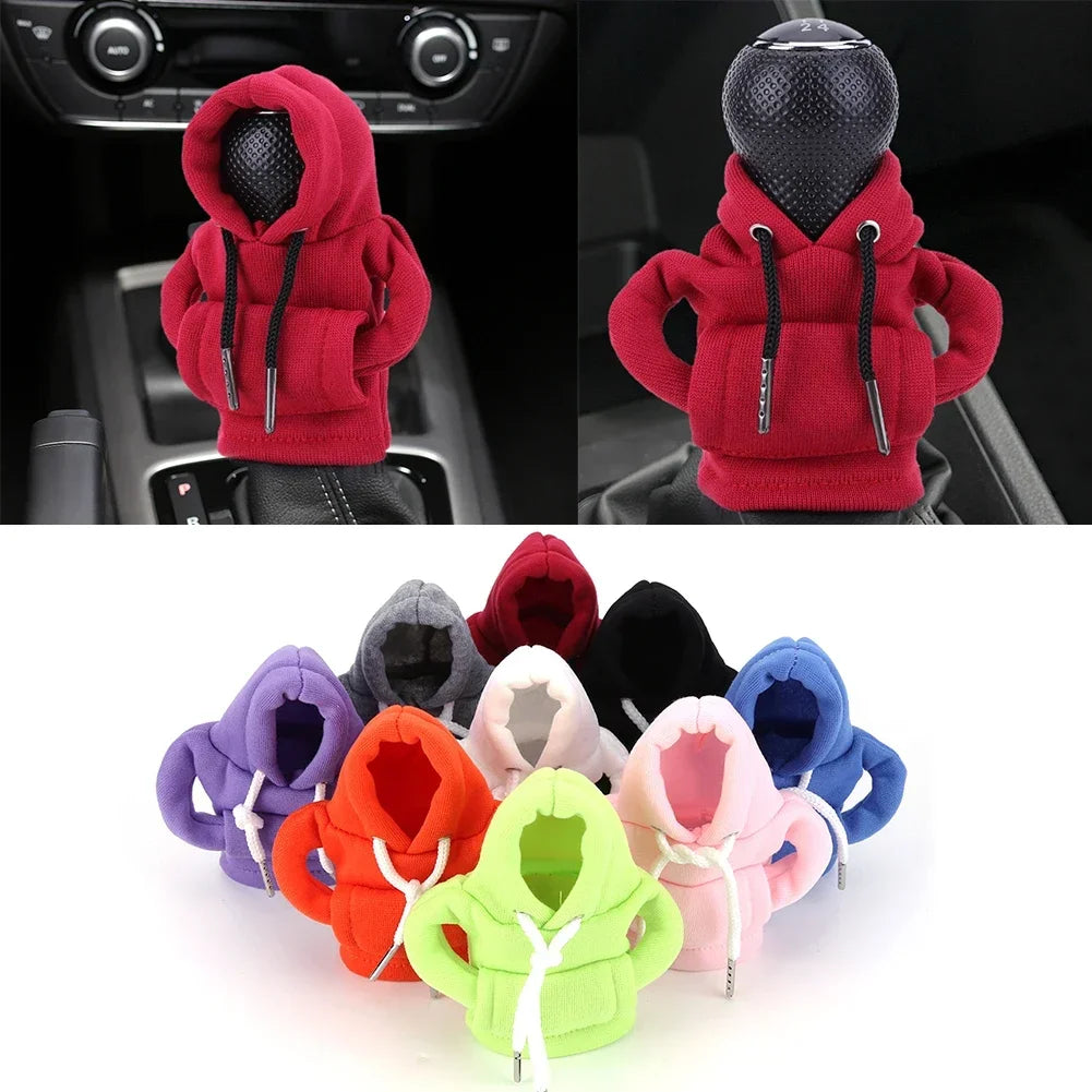 Car Shift Lever Handle Kit Creative Universal Car Gear Shift Washable Hoodie Cover Decoration Funny Car Interior Accessories