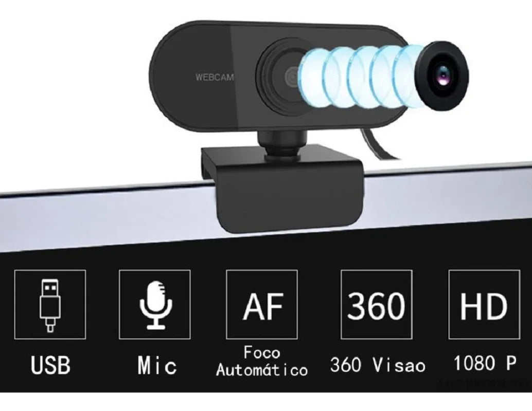 Webcam 1080p Full Hd Camera Computer Microphone W18 Video Call Meeting Home Office Streamer Youtuber PC Notebook Brazil