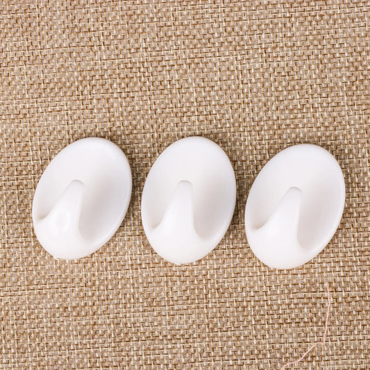 5Pcs White Self Adhesive Plastic Hook Bathroom Wall Robe Towel Hanger Coat Clothes Bags Rack Kitchen Storage Organizer Hardware