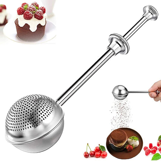 Powdered Sugar Shaker Duster Flour Dispenser Shaker With 304 Stainless Steel Spring-operated Handle For Sugar Flour And Spice