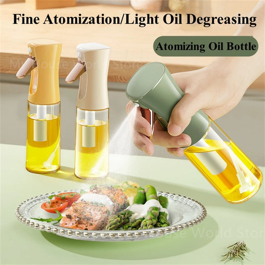 Double Tube Atomized Glass Spray Bottle Health Oil Control Device Olive Oil Edible Oil Suitable for Kitchen Barbecue Air Fryer