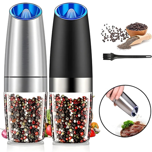 Gravity Electric Salt and Pepper Grinder Automatic Mill Battery-Operated Adjustable Coarseness Stainless Steel One Hand Operated
